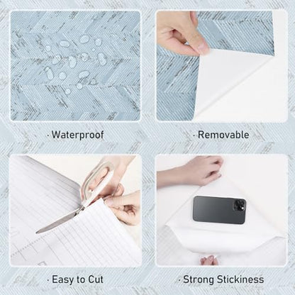 Wallercity Light Blue Twill Grasscloth Peel and Stick Wallpaper Removable Fabric Grass Cloth Wallpaper Self Adhesive Twill Cloth Contact Paper for Cabinets Shelf Waterproof Vinyl Paper 15.8''x78.7'' - color: Light Blue Twill, size: 15.8" x 78.7"
