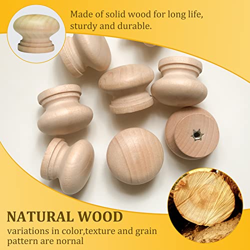 15pcs Unfinished Wood Knobs, Mushroom Cabinet Knobs - color: Unfinished Wood Color