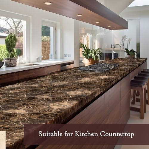 Very Berry Sticker Marble Contact Paper (Brown, 24" x 78", 1 Pack)