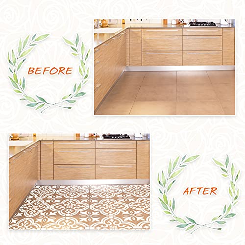 Zonon 4 Pcs 12 x 12 in Reusable Tile Stencil for Painting Large Pattern - size: 12x12 in, style: Moroccan