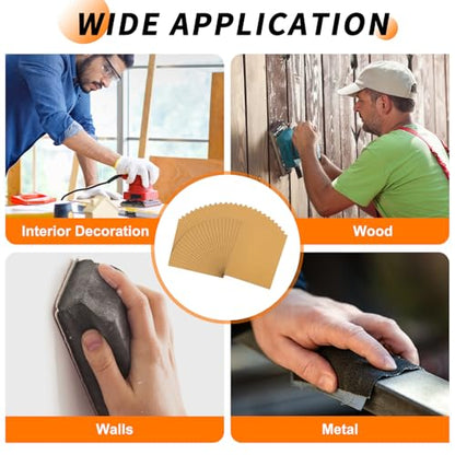 25 Pcs 100 Grit Sandpaper 9 x 11 Inch Sand Paper Alumina Gold - size: 9 x 11 Inch(100 Grit)