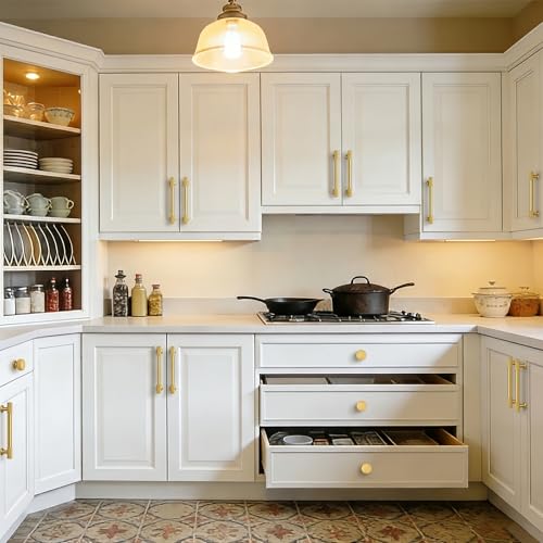 10 Pack Vibrant Brushed Moderne Brass Cabinet Pulls 3.75 Inch(96mm) Kitchen Cabinet Handles Cabinet Hardware for Drawer Pulls - color: Vibrant Brushed Moderne Brass, size: 3.75" Hole Center