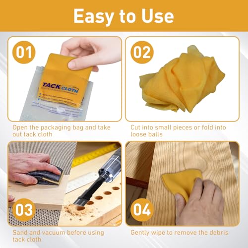 4 Pack Tack Cloth, Dusting Cloths, 35.4x17.7 Inch Dust Rags for Woodworking, Automotive, Cleaning, Polishing (4)