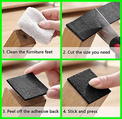 Felt Furniture Pads, Felt Pads for Furniture, 5"x 40" Black Cuttable - size: 1 Roll 5x40 inch