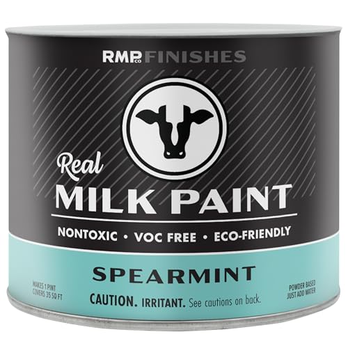 RMP Finishes Real Milk Paint Powder for Wood Furniture, Cabinets, Walls, Brick, and Stone, Matte Finish, Water-Based, Organic, Spearmint, 1 Pint - color: Spearmint, size: 16 Ounce (Pack of 1)
