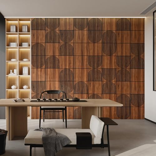 3D Wall Panels, 4-Pack 62 Sq Ft, Teak Wood Grain Peel and Stick Wall Panels, Self-Adhesive PVC Wall Paneling for Living Room, Bedroom & Accent Wall