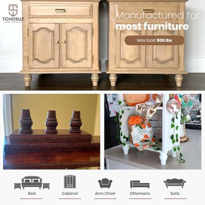 4 inch Solid Wood Bun Feet Unfinished 4-Pack with 5/16" Bolts - color: Unfinished