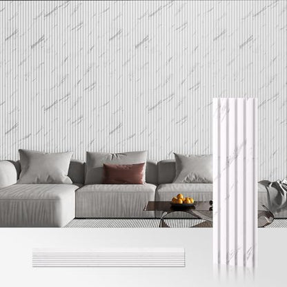 OUZUGIE WPC Acoustic Slat Wall Paneling, 8-Pack 96 x 6 Inches - color: White, size: (Low)96“ x 6"