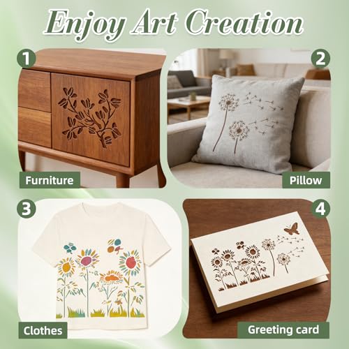 Flower Stencils for Crafts Reusable 16Pcs Stencils(7.87X7.87 Inch) - color: Flowers