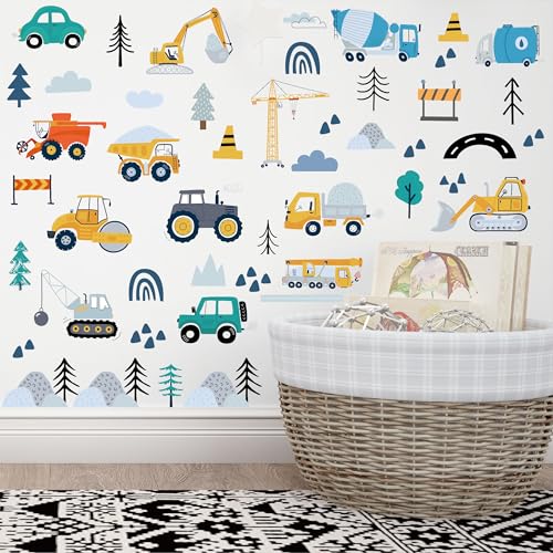AOWDIAO 90PCS Construction Vehicle Wall Decals for Kids - style: Construction Vehicle