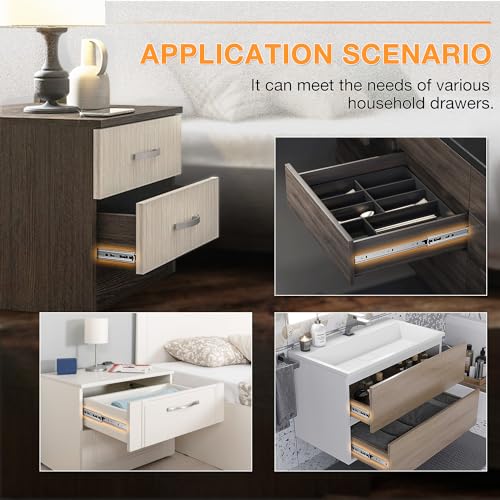 YENUO 3-Fold Full Extension Drawer Slides Ball Bearing 10–24 Inch 100 LB - color: White-Basic, size: 16 Inch