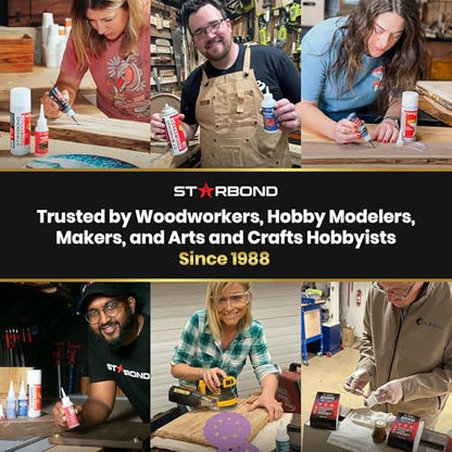 Starbond Super Fast Thin CA Glue – Super Glue Pro Kit with Precision Microtips Anti-Clog Cap & Extra Nozzles – Premium Cyanoacrylate Adhesive for Cracks, Joints, Woodturning, Hobby & Repairs, 2 oz - size: 2 ounce