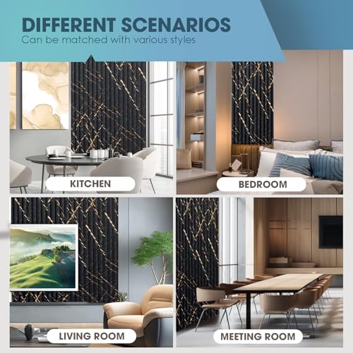 OUZUGIE WPC Acoustic Slat Wall Paneling, 8-Pack 114 x 6 Inches - color: Black marble, size: (High)114“ x 6"