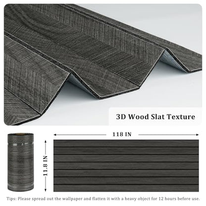 Wood Slat Wall Paneling Self Adhesive Wood Panels for Wall Decor - size: 11.8" x 118"