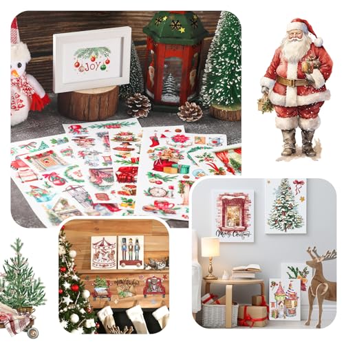 Lincia 10 Sheets Christmas Rub on Transfers for Crafts, Nostalgic - style: Nostalgic