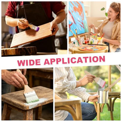 PATIKIL 6Pcs Wooden Paint Brush Set, 6.5" Nylon Bristle Flat Brushes #10 - color: Green/White, size: #10