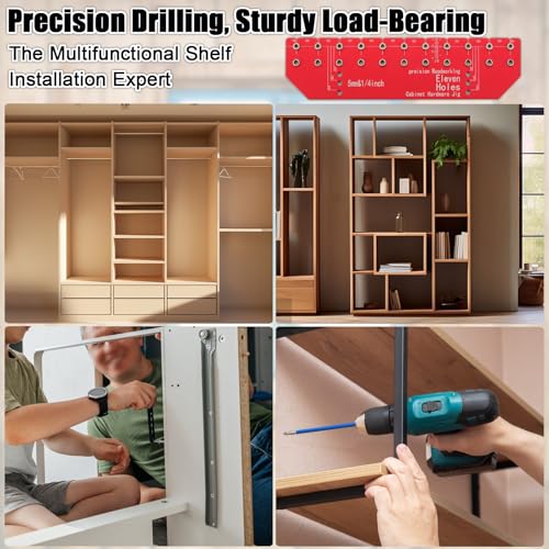 TRULYWIN Shelf Pin Jig, 11-Hole Aluminum Cabinet Drilling Guide