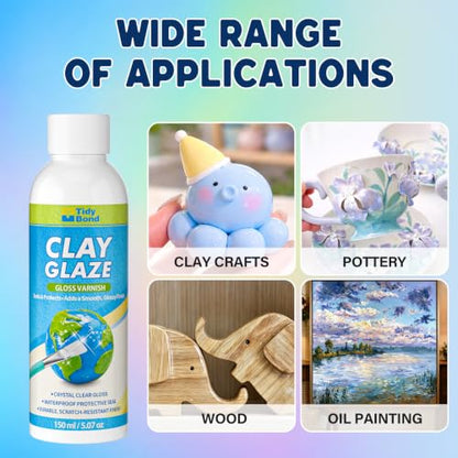 150ML Air Dry Clay Glaze, High Gloss Varnish & Protective Craft Sealer, Helps Prevent Cracking & Scratches for Pottery, Ceramics, Art Painting & DIY Crafts, Non-Toxic