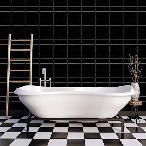 Select 5 Pack Peel and Stick Backsplash Square Tiles, 12x12 in, Black - color: Black, size: Rectangle Shape