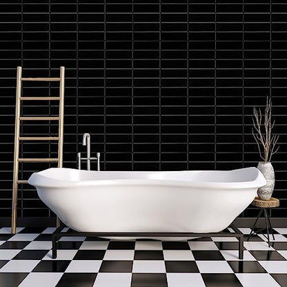 Select 5 Pack Peel and Stick Backsplash Square Tiles, 12x12 in, Black - color: Black, size: Rectangle Shape
