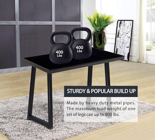 Taelakeni 36 Inch Metal Table Bar Legs, Heavy Duty Industrial Style Table Leg with Adjustment Feet Pads, Trapezoid - color: Trapezoid, size: 36 IN