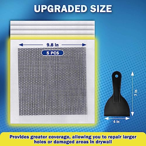 Seloom Drywall Repair Kit Upgraded Size, 10 x 10 Inch Drywall Patch Kit Large Hole, Self Adhesive Fiberglass Wall Patch Quick Repair for Damaged Drywall Ceiling