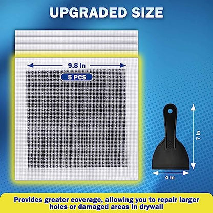 Seloom Drywall Repair Kit Upgraded Size, 10 x 10 Inch Drywall Patch Kit Large Hole, Self Adhesive Fiberglass Wall Patch Quick Repair for Damaged Drywall Ceiling