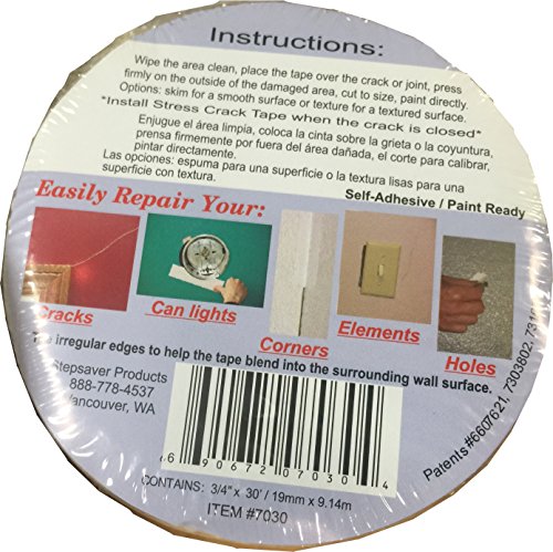 Stepsaver Products Self Adhesive Stress Crack Tape (1.25'' x 30' Smooth Roll) Item 7030 - size: 30' x 1.25" Smooth