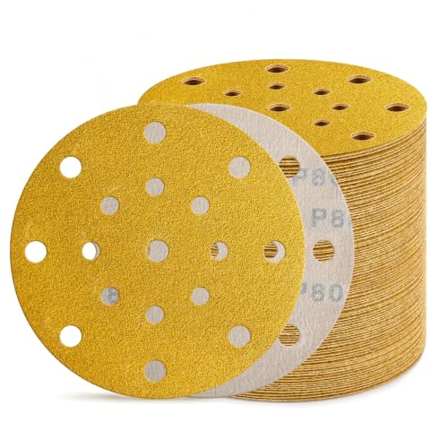 80Pcs 6 Inch Sanding Discs 80 Grit, Hook and Loop Orbital Sandpaper - style: 80Grit-80Pcs