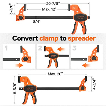 JORGENSEN E-Z Hold 2-Pack 12" 300LBS Load Indicator Woodworking Bar Clamps