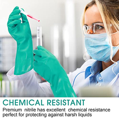 Potchen 20 Pairs Chemical Resistant Gloves 15 Mil Nitrile Gloves,X-Large - size: X-Large