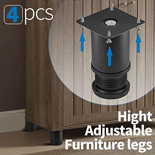 Stainless Steel Adjustable Furniture Legs 3 Inch - Black - 4pcs - color: Black, size: 3"
