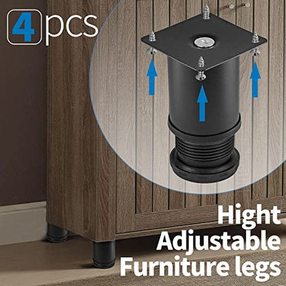 Stainless Steel Adjustable Furniture Legs 3 Inch - Black - 4pcs - color: Black, size: 3"