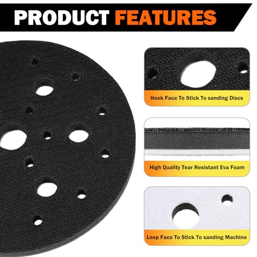 4 Pack Interface Pads, 6 inch 25 Holes Hook & Loop Soft Sponge Cushion Buffer Backing Pad, polishing pad for Automotive Woodworking Polishing