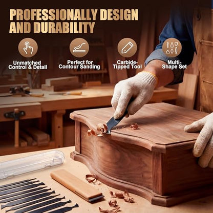 14 Pcs Cabinet Scraper Cards and Cabinet Scraper Burnisher