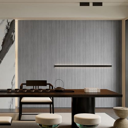 YU LI 3DH Peel and Stick PVC Slat Wall Panel 118"x15.75" Self-Adhesive Thick Faux Grey Wood Grain Wallpaper Panel 3D Soundproof Wall Panels for Walls & Ceilings - color: Gray, size: 15.8" x 118"