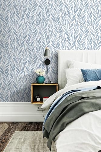 Safiyya 787"x17.3" Blue Peel and Stick Wallpaper Boho Contact Paper Modern Stick on Wallpaper for Bathroom Adhesive Kitchen Wall Paper Vinyl Rolls - color: Blue, size: 17.3" x 787"