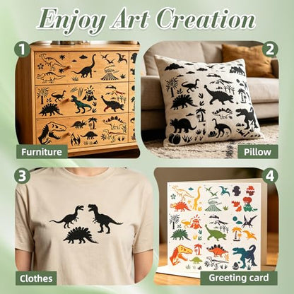 Dinosaur Stencils for Crafts Reusable 25Pcs Stencils(6X6 Inch) - color: Dinosaur