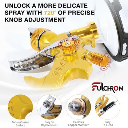 HVLP Spray Gun Kit with 10 Disposable 600ML Paint Cups & 5 Nozzles - color: Yellow