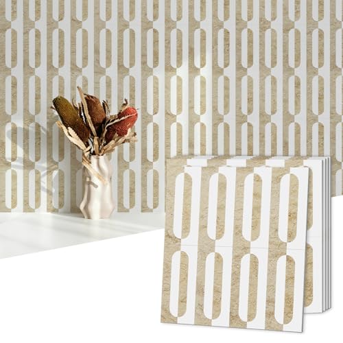 STICKGOO Peel and Stick Backsplash Tiles, 12 x 12 in, White/Yellow Slate - color: Beige Yellow +Matt Pure White