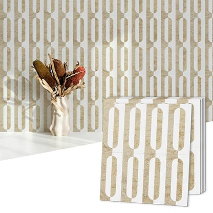 STICKGOO Peel and Stick Backsplash Tiles, 12 x 12 in, White/Yellow Slate - color: Beige Yellow +Matt Pure White