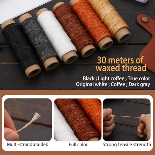 Sewing Awl Kit, Stitching Leather Sewing Thread, Waxed Thread Kit - color: 1