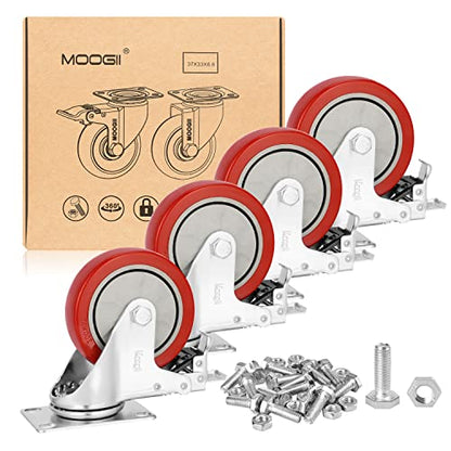 4 in Heavy Duty Casters,1800 lb Set of 4,Locking Swivel Wheels - size: 4 inch