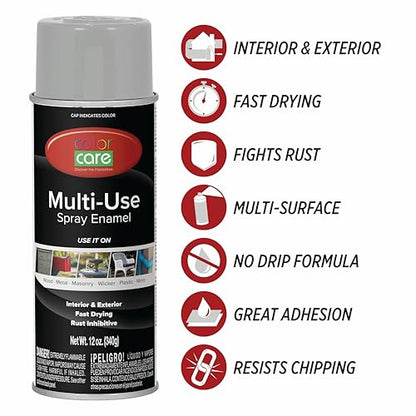 Spray Paint, 12 oz, 4-Pack (Gray Primer) – All-Purpose, Indoor & Outdoor, Rust Resistant, for Wood, Metal, Plastic & Masonry - color: Gray Primer