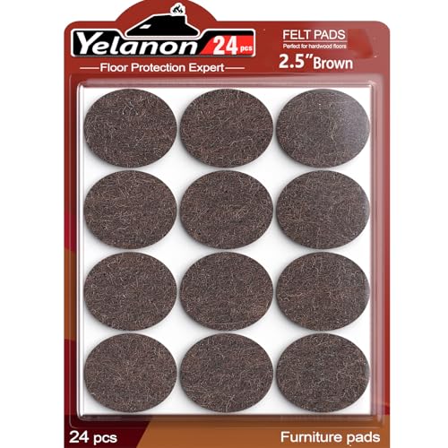 Felt Furniture Pads for Hardwood Floors Felt Pads for Chair Legs Yelanon - size: 24 pcs Brown Round