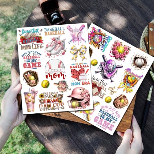 2 Sheets Rub on Transfers for Crafts, Baseball Furniture Transfers for Wood, Glass, Plastic & Ceramics, Decorative Decals - style: Baseball quotes