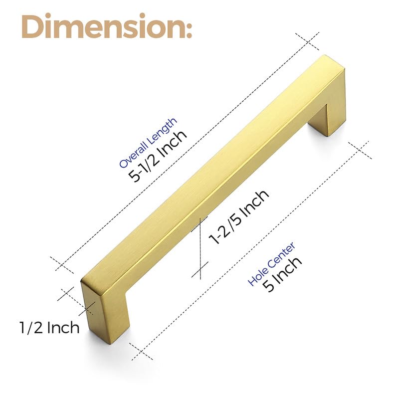 Ravinte Gold Cabinet Handles Cabinet Pulls, 5 Inch CC, 10 Pack - color: Gold, size: 5 Inch Hole Center