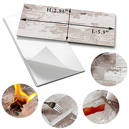 AULIGET 100 Piece Peel and Stick Backsplash PVC Tile, 3 Inch x 6 Inch Brown Birch Stick on Wall Tiles for Backsplash Kitchen, Bathroom, Laundry Room, Camper, Fireplace - color: Brown Birch