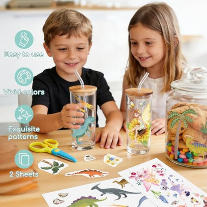 Joeyan Rub On Transfers for Crafts and Furniture, 2 Sheets Large Dinosaur Rub on Stickers DIY Animal Transfer Decals for Wood Glass Metal Canvas Porcelain Plastic Home Decorations, 11" x16" - style: Dinosaur