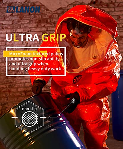 LANON 3 Pairs Nitrile Chemical Resistant Gloves,Cotton Liner,Black,XLarge - size: X-Large (Pack of 3)